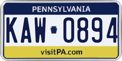 PA license plate KAW0894