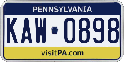 PA license plate KAW0898