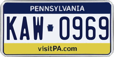 PA license plate KAW0969