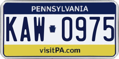 PA license plate KAW0975