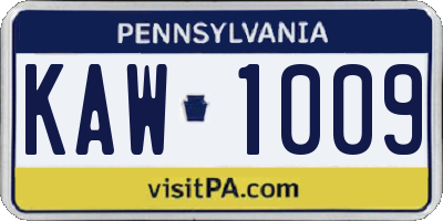 PA license plate KAW1009