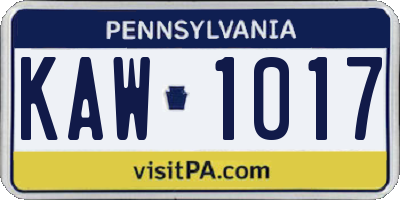 PA license plate KAW1017