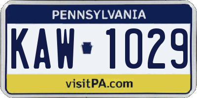PA license plate KAW1029