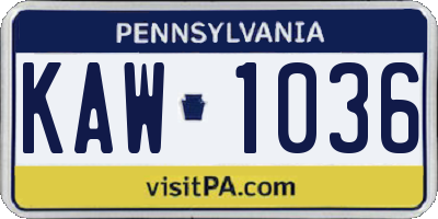 PA license plate KAW1036
