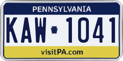 PA license plate KAW1041