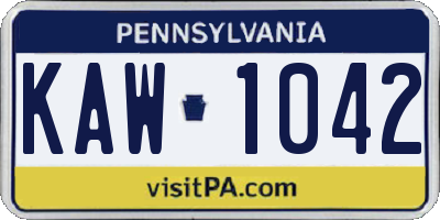 PA license plate KAW1042