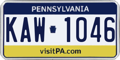 PA license plate KAW1046