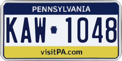 PA license plate KAW1048