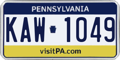 PA license plate KAW1049