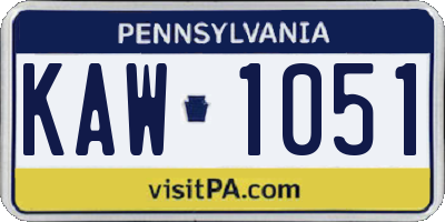 PA license plate KAW1051