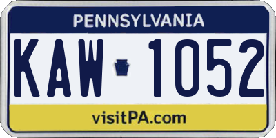 PA license plate KAW1052
