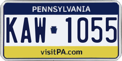 PA license plate KAW1055