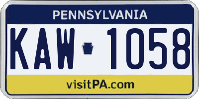 PA license plate KAW1058