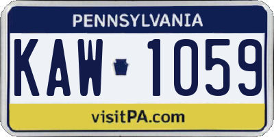 PA license plate KAW1059