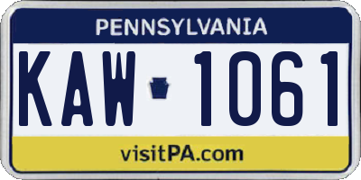 PA license plate KAW1061