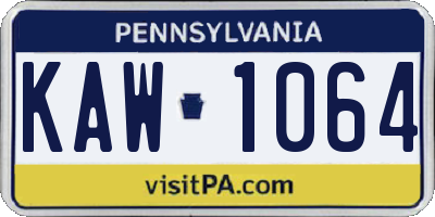 PA license plate KAW1064