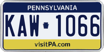 PA license plate KAW1066