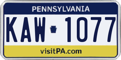 PA license plate KAW1077