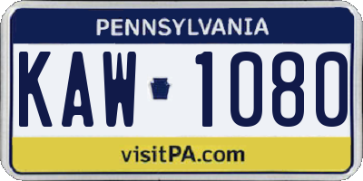 PA license plate KAW1080
