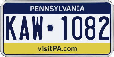PA license plate KAW1082