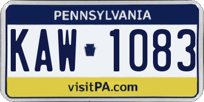PA license plate KAW1083