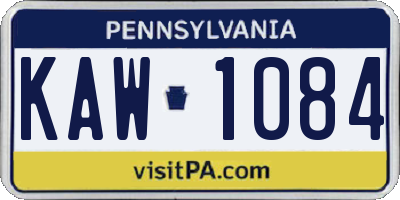 PA license plate KAW1084