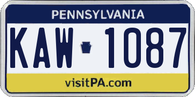 PA license plate KAW1087