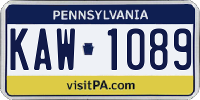 PA license plate KAW1089