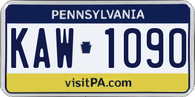 PA license plate KAW1090