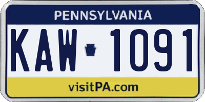 PA license plate KAW1091