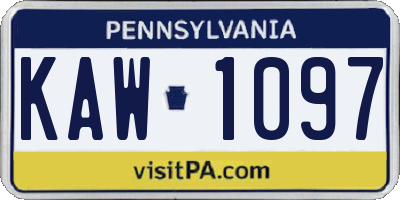 PA license plate KAW1097