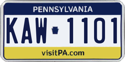PA license plate KAW1101