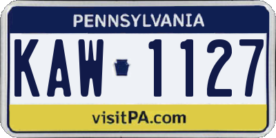 PA license plate KAW1127