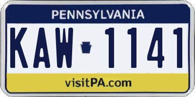 PA license plate KAW1141