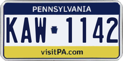 PA license plate KAW1142