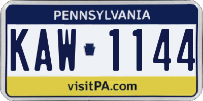 PA license plate KAW1144