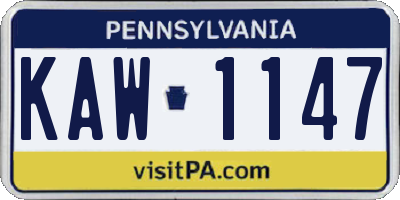 PA license plate KAW1147