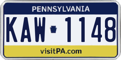 PA license plate KAW1148