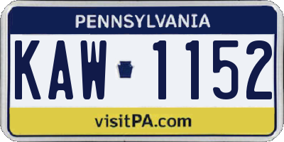 PA license plate KAW1152