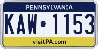 PA license plate KAW1153
