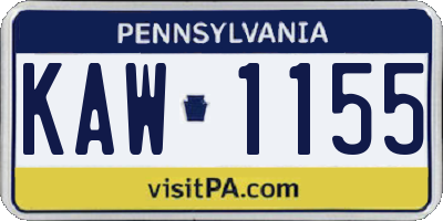 PA license plate KAW1155