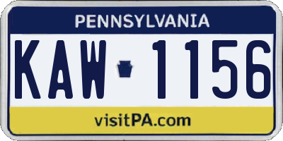 PA license plate KAW1156