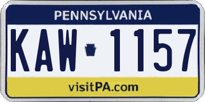 PA license plate KAW1157