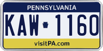 PA license plate KAW1160