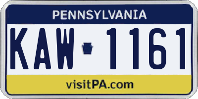 PA license plate KAW1161