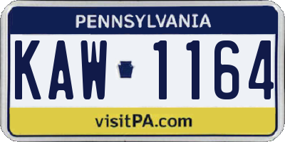 PA license plate KAW1164