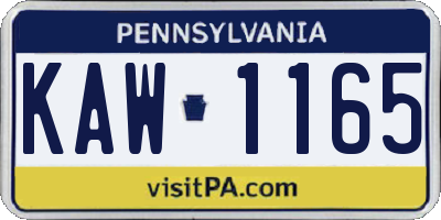 PA license plate KAW1165