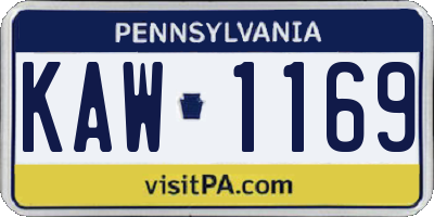 PA license plate KAW1169