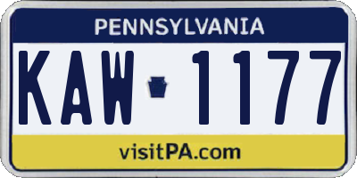 PA license plate KAW1177