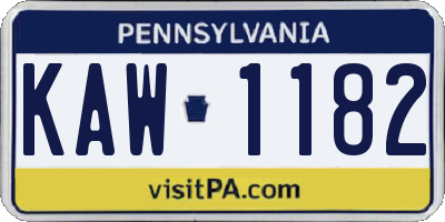 PA license plate KAW1182